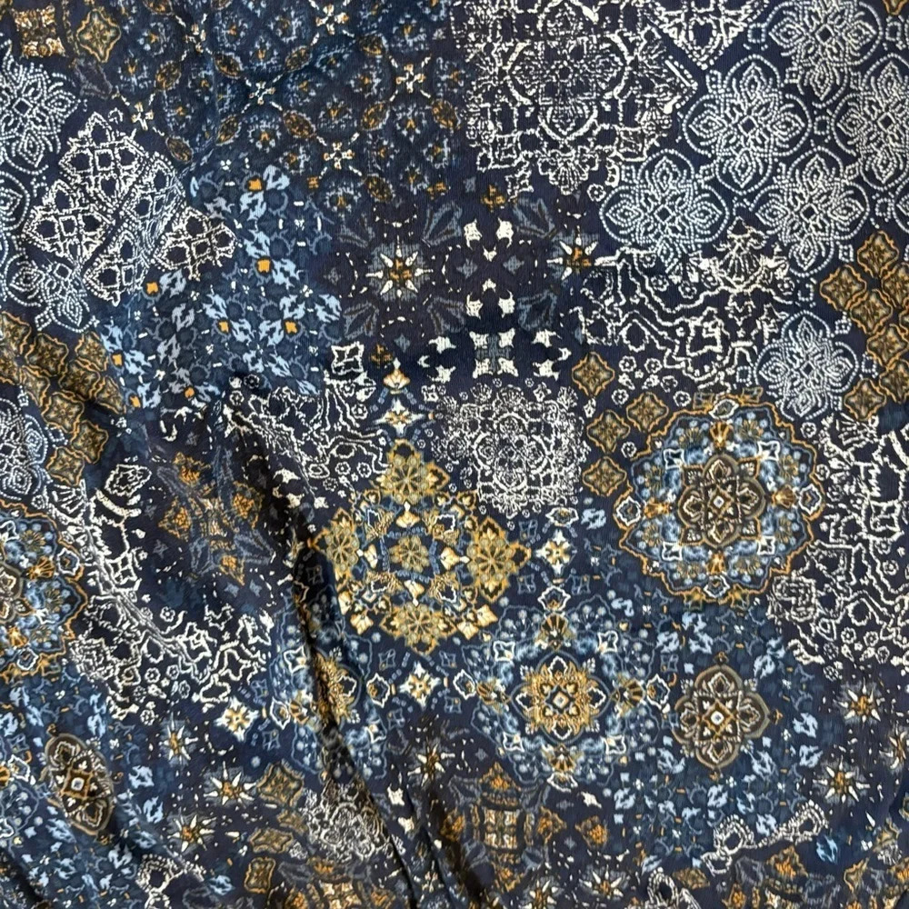 MICHAEL KORS Womens Blue Paisley 3/4 Sleeve Scoop Neck Top medium - Picture 8 of 10